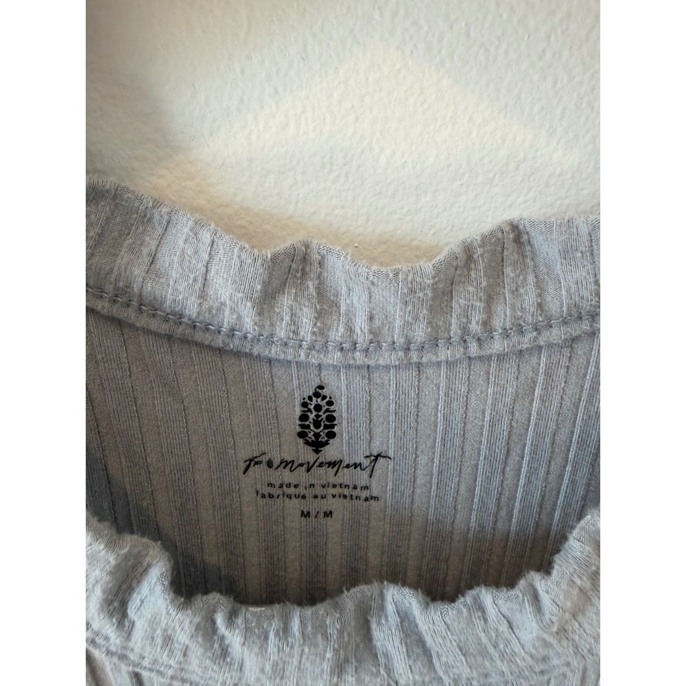 Free People FP Movement Grey Ribbed Racerback Tank Top Medium - Picture 2 of 4